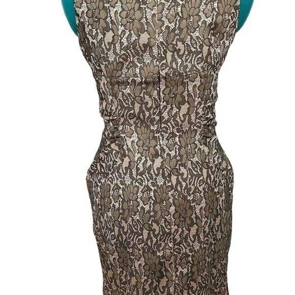 Ann Taylor Petite Embroidered Ruched Floral Party Cocktail Lined Dress - Picture 10 of 14